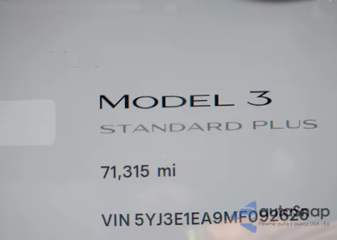 2021 Tesla Model 3 Standard Range Plus Rear-Wheel Drive from USA, damaged, VIN 5YJ3E1EA9MF092626